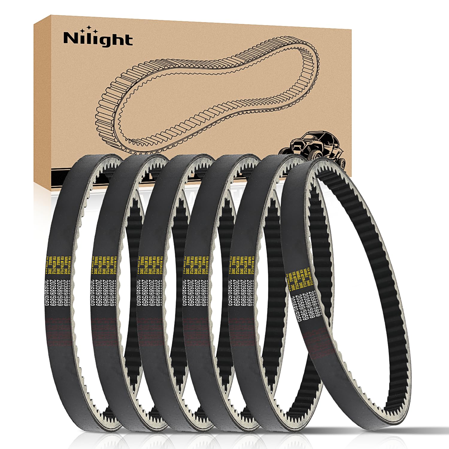 Nilight Drive Belt 30 Series Torque Converter Belt Fit for Manco 5959 Comet 203589 Murray 12-8487 Kartco 7628 Ken-bar Karts 5HP-7HP Engine Comet 30 Series Go Kart Asymmetrical Belt, 6 Pack