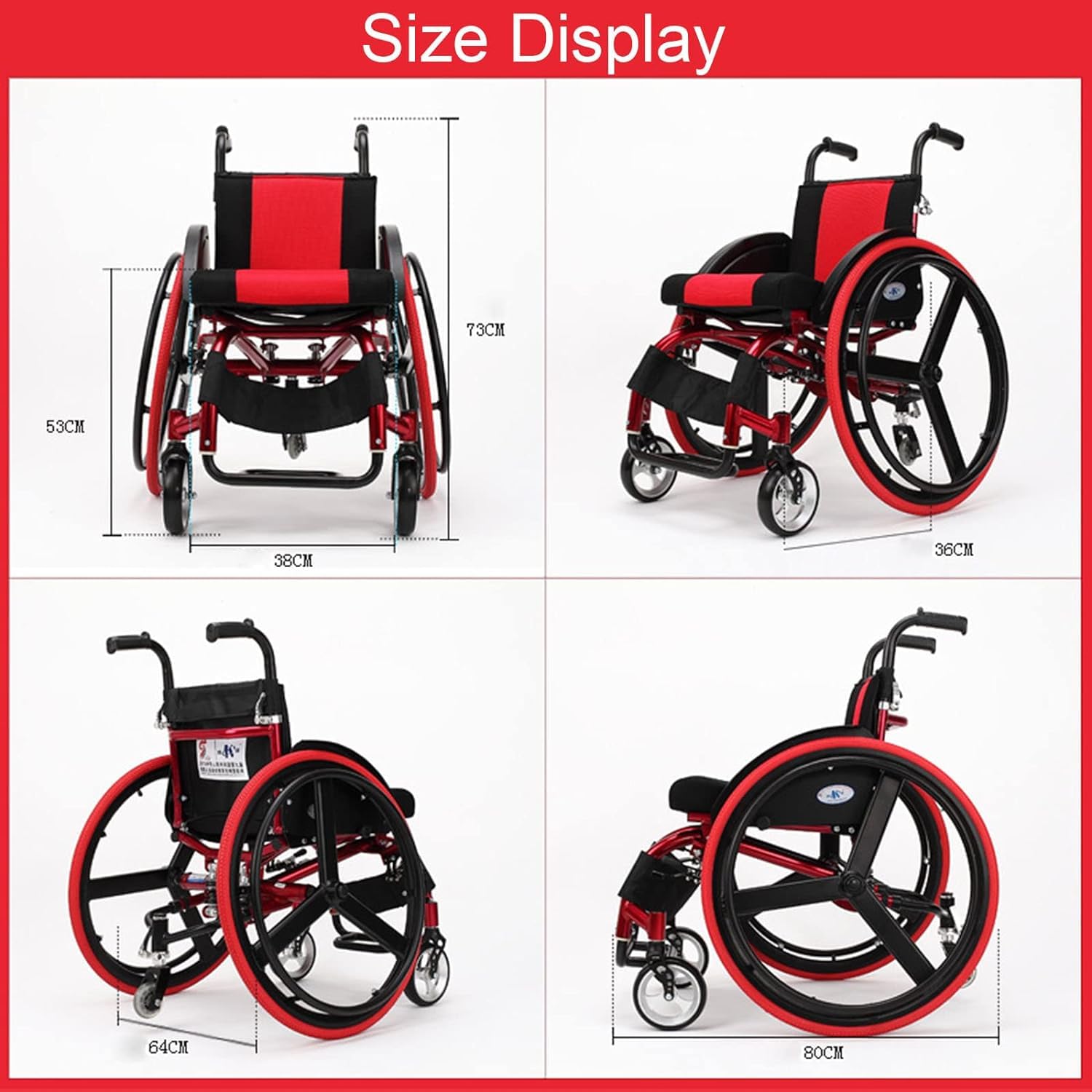 Silla de Ruedas Deportiva Ligera, Silla de Ruedas Manual, Ligera Plegable, Andador Autopropulsable, Silla de Ruedas Plegable