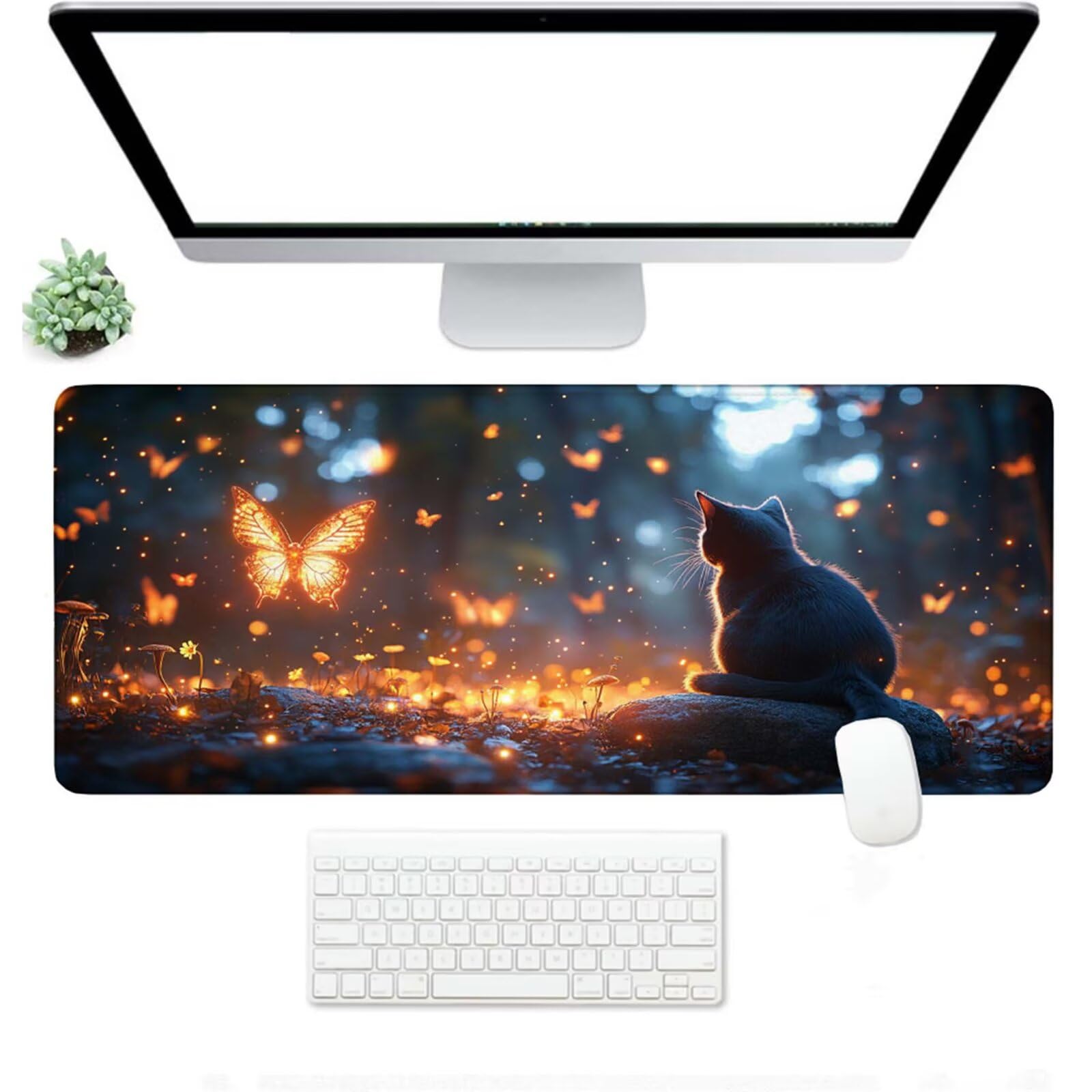 Podkładka pod mysz XXL 1400 x 600 x 3 mm, szara podkładka pod mysz, duża podkładka pod mysz dla kota z wodoodporną i antypoślizgową gumową podstawą, zmywalna mata na biurko do gier, akcesoria biurowe