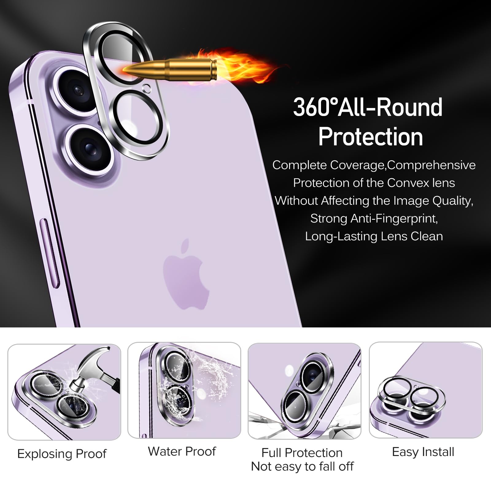 ivoler Caméra Arrière Protecteur Pour iPhone 16 Plus Verre Trempé Anti Rayures