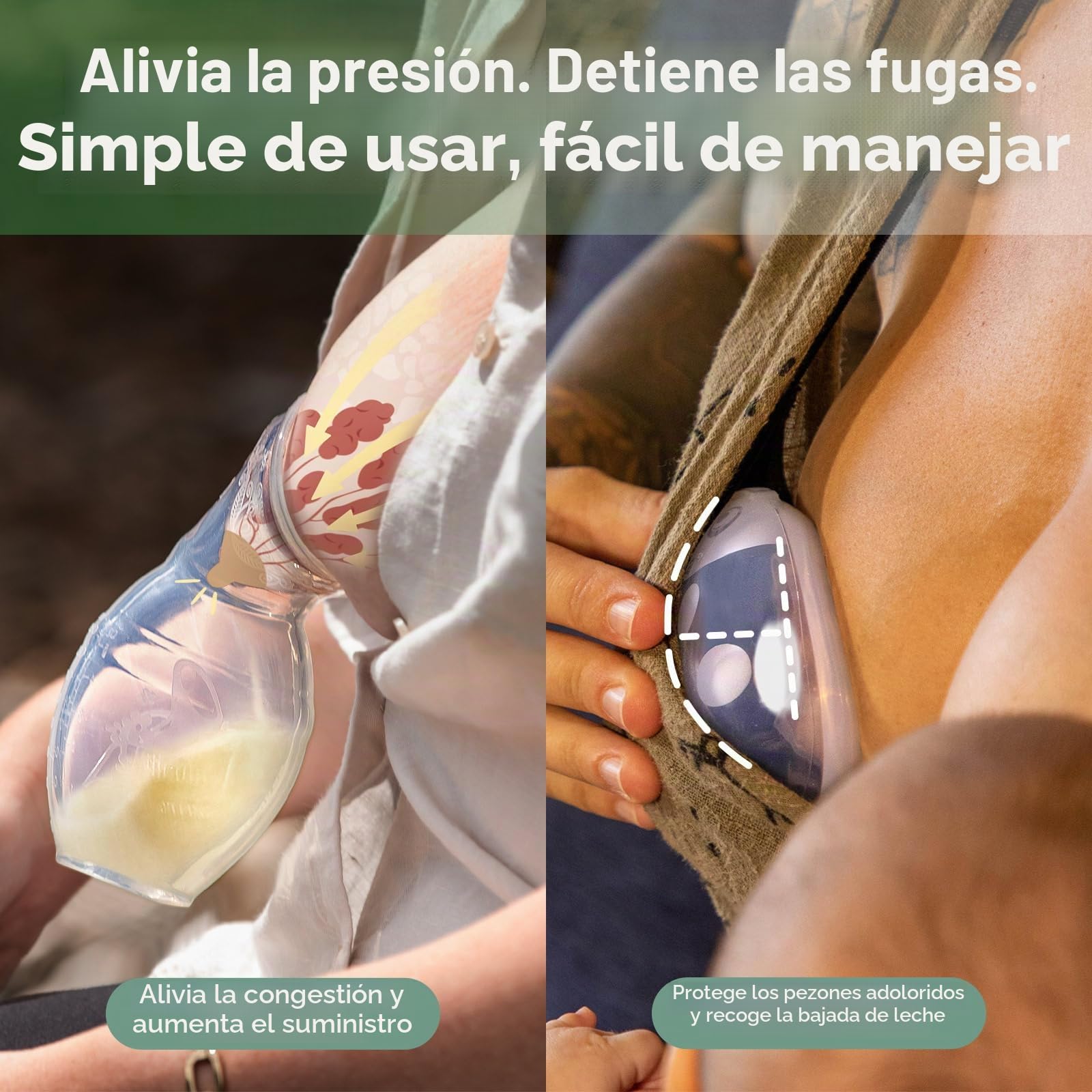 haakaa 100 ML Silicona Extractor de Leche Manual y 2 Piezas Recolectoras de Leche Materna Copas, Saludable e Inofensivo