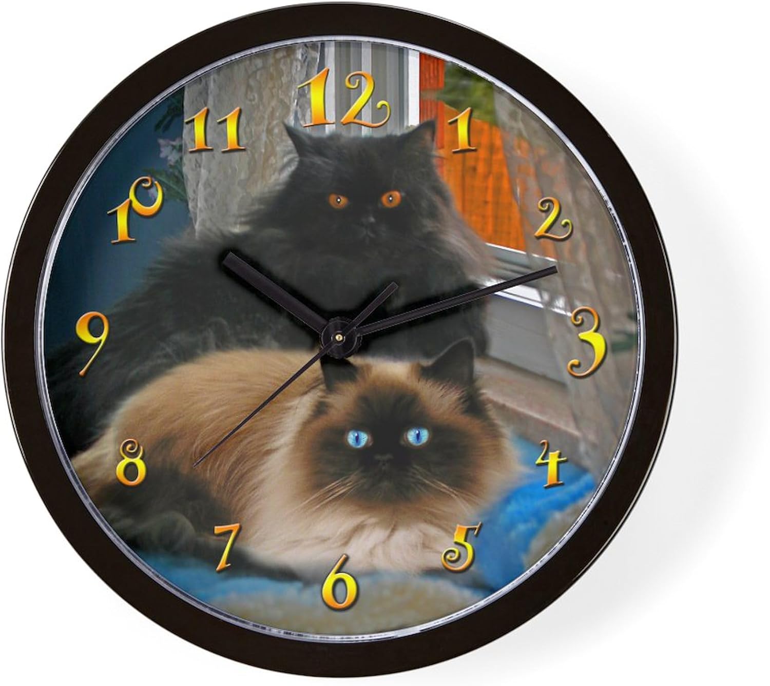 CafePress Black Persian & Himalayan Cats 10" Wall Clock for Livingroom, Kitchen, or Office