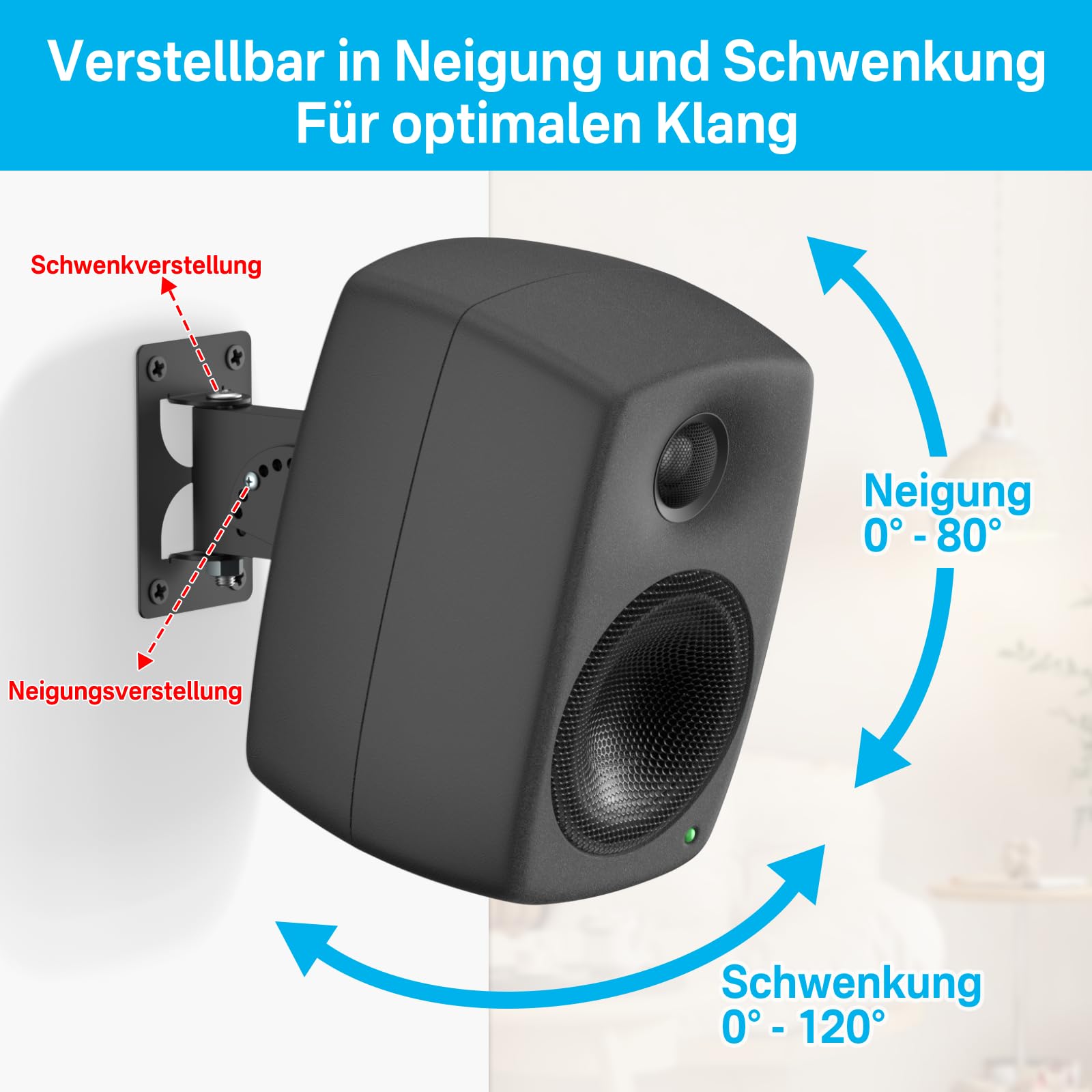 Support mural en métal pour haut-parleur Genelec G1 G2 G3 8010 8020 8030 8320 8330 - Support mural inclinable et pivotant - Support mural en acier robuste avec kit de fixation pour haut-parleur de