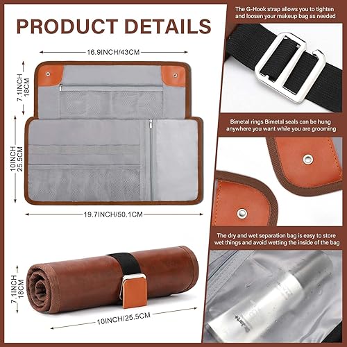 Miniatura 2 de Neceser para hombres, regalos para padrinos de boda, neceser de viaje, neceser de cuero para higiene, kit de afeitado, regalos para hombres, Marrón,