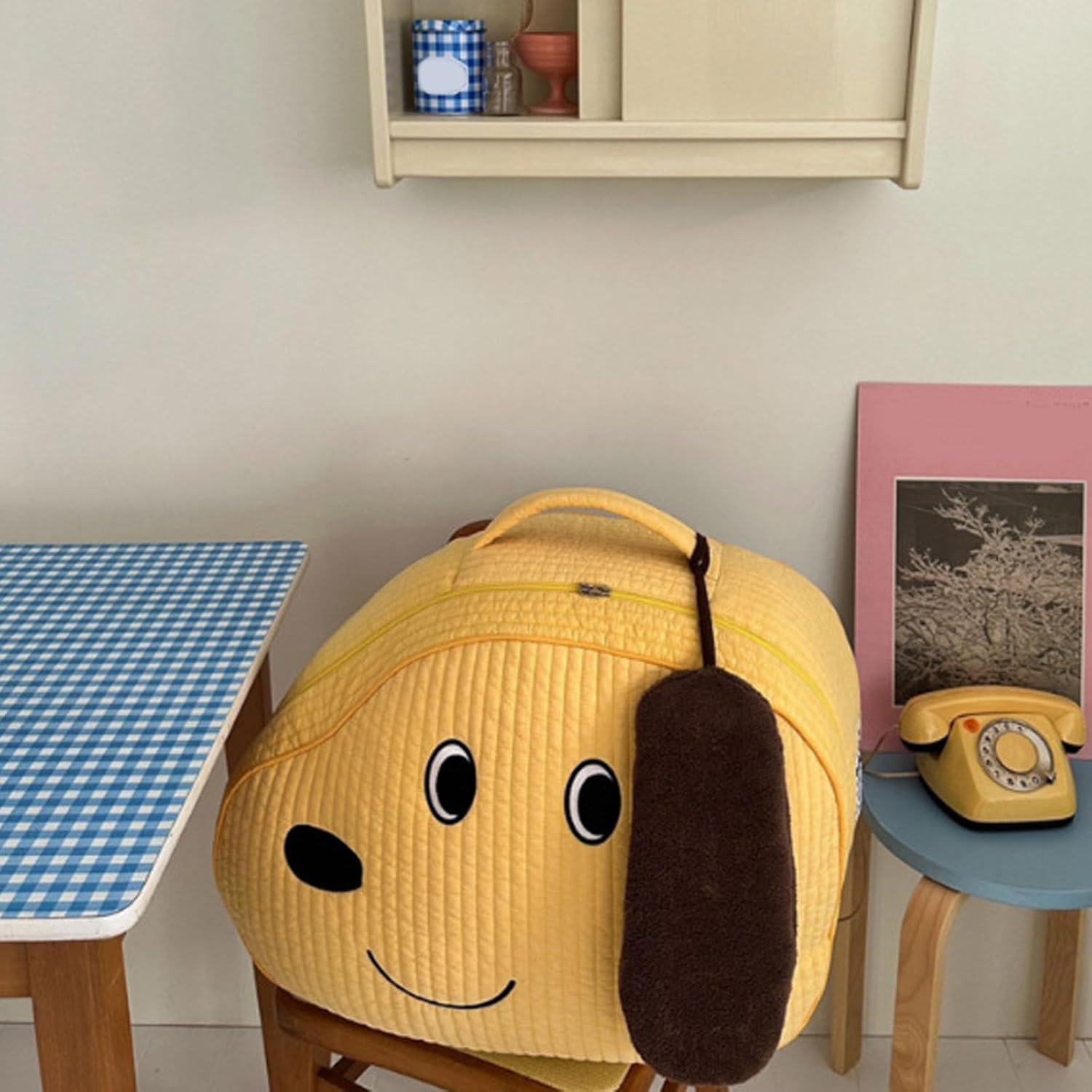 Blanket Storage Kids Kindergarten Storage Bag Waterproof Carry Case Large Capacity Sundries Bag Lightweight Cotton Cloth Bag for Travel (Yellow)