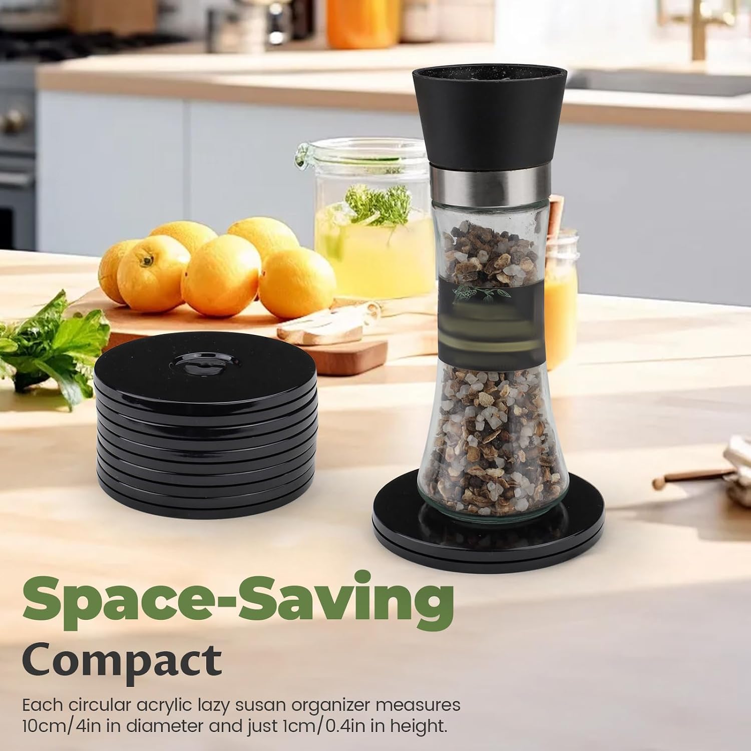 6 Pack 4 Inch Small Lazy Susan Turntable, Acrylic Lazy Susan Hardware Bearing Base with Steel Ball, Mini Rotating Organizer for Kitchen Spice Cake Decorating, Black image 5