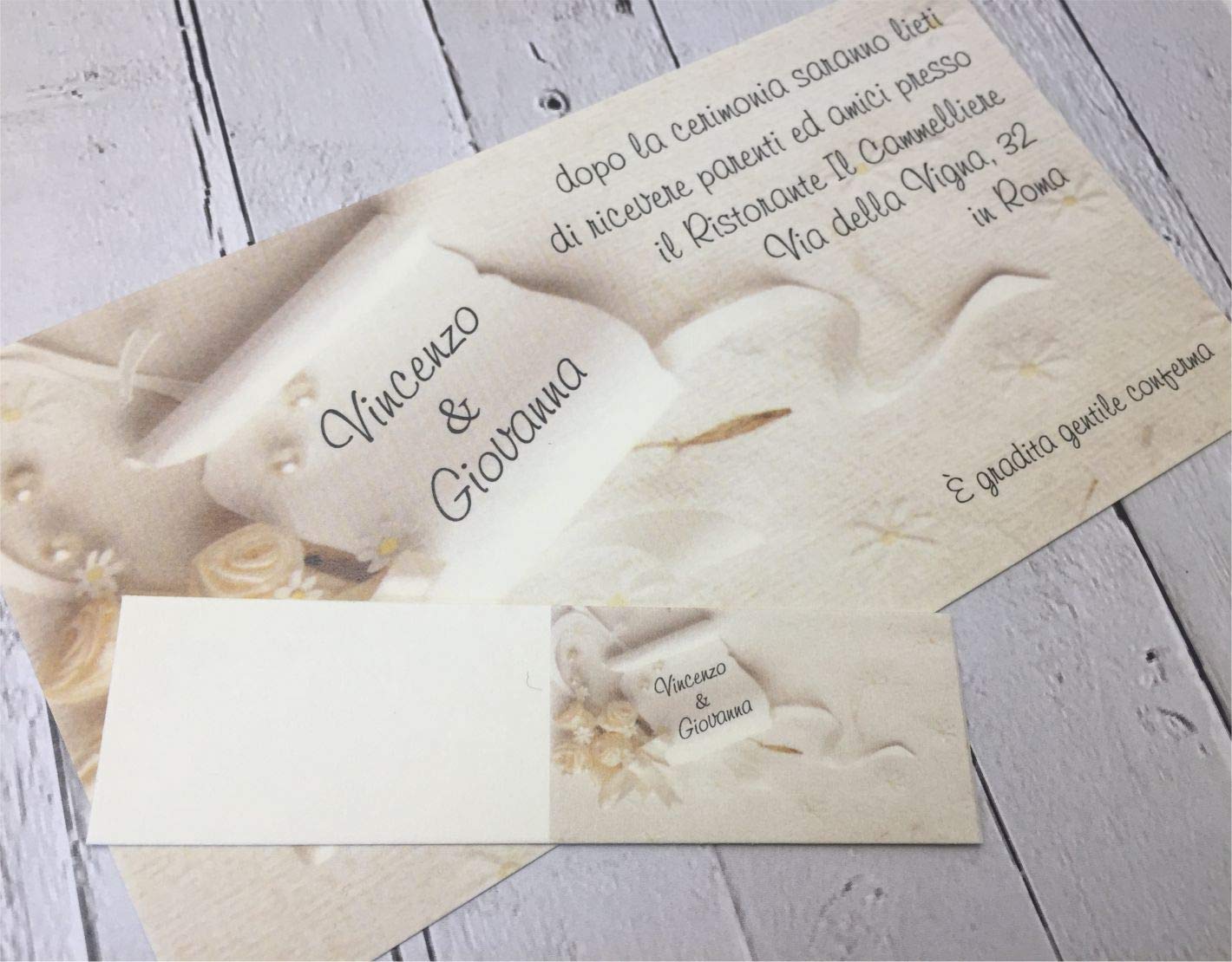 Set partecipazioni Nozze Personalizzate inviti Matrimonio BUONANNO cod. D009 (40)