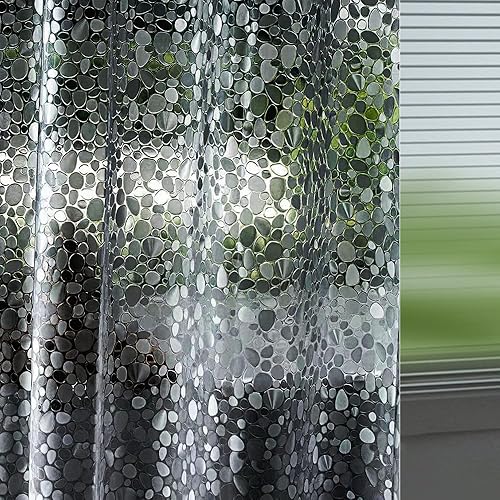 Miniatura 16 de Ga-Geetopia Forro de cortina de ducha transparente de EVA de tamaño estrecho, patrón de guijarros de 60 x 72 pulgadas, cortina interior de plástico