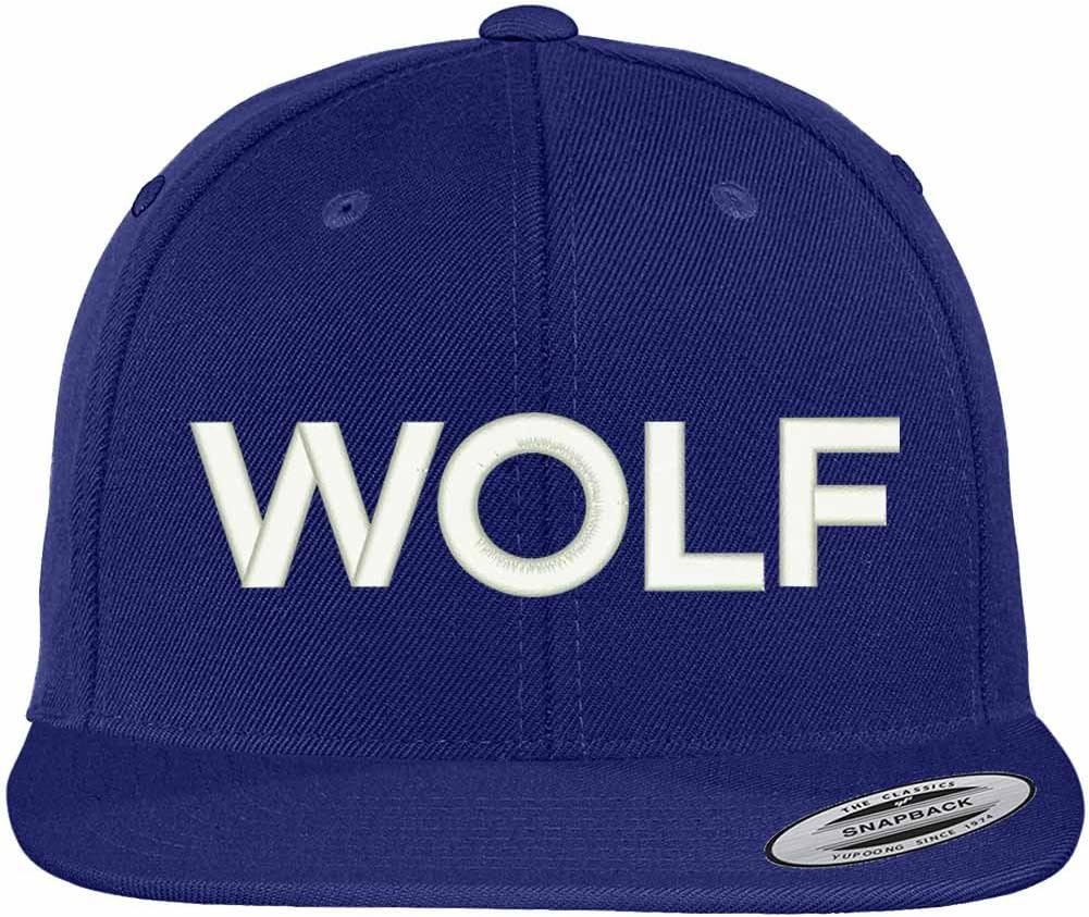 Trendy Apparel Shop Wolf Embroidered Flat Bill Snapback Ball Cap - Royal