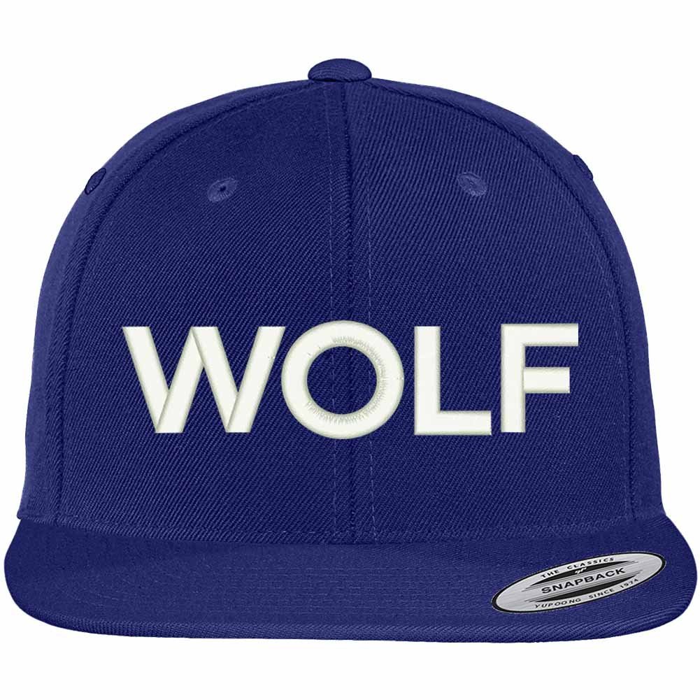 Trendy Apparel Shop Wolf Embroidered Flat Bill Snapback Ball Cap - Royal