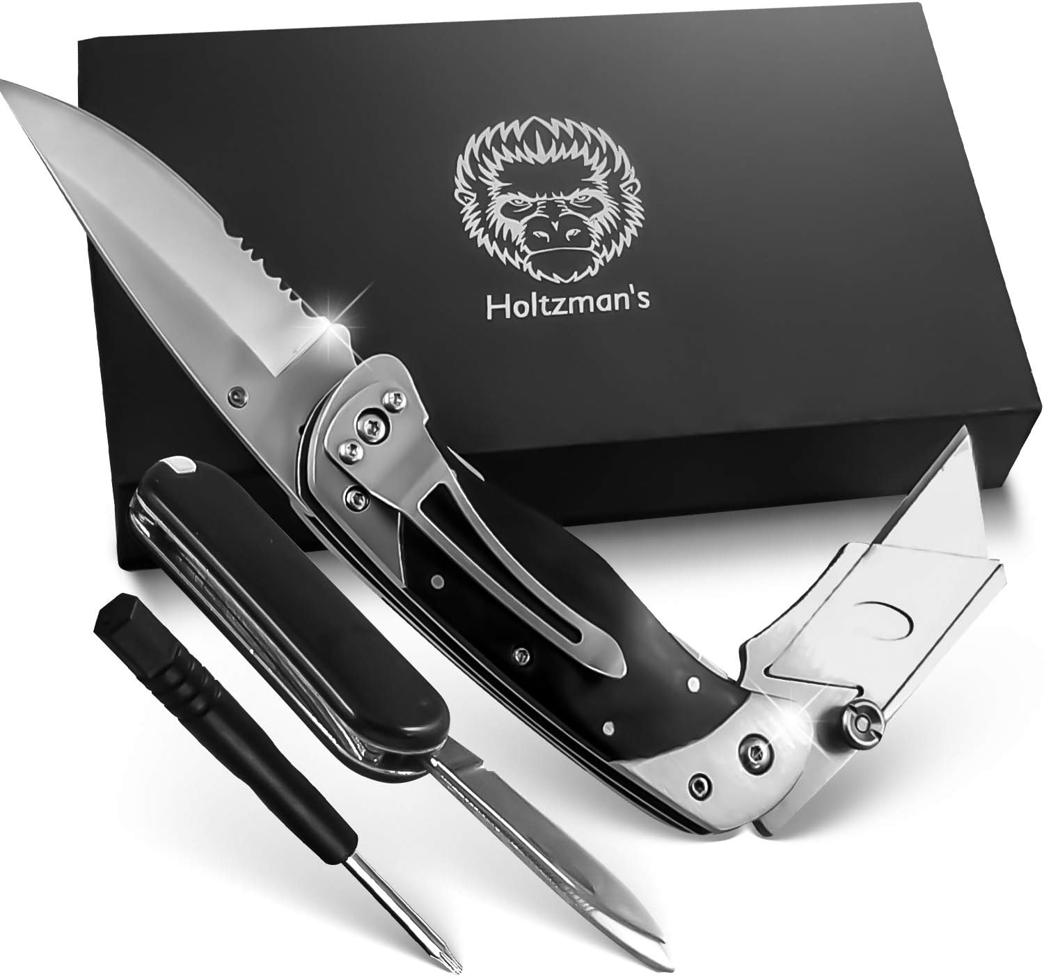 Folding Utility Knife with Belt Clip, Heavy Duty Pocket Knife & Box Cutter Gift Set for Men - Ideal for Work and Everyday Carry