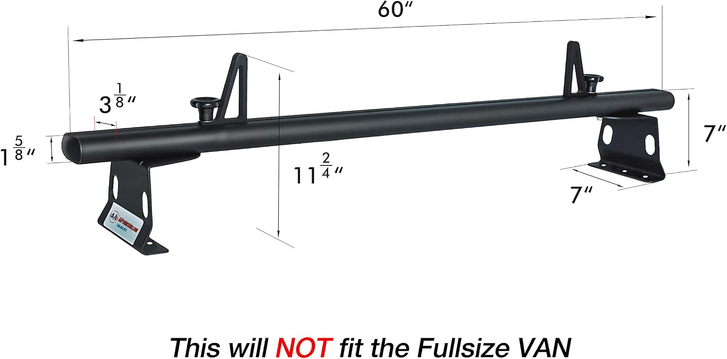 AA-Racks Model ADX32-C Aluminum 2 Bar (60") Universal Drilling Truck Camper Roof Rack with Ladder Stopper Sandy Black