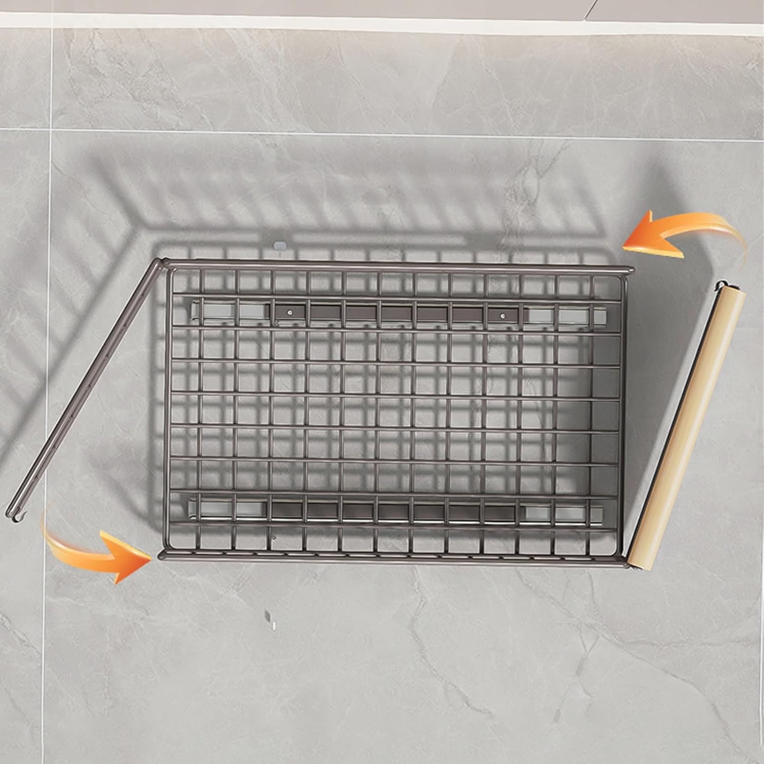 Sliding Kitchen Cabinet Organizer - Metal Under Sink Storage with Guide Rails - Cupboard Nizer for Base Cabinets (2 Rails, 23.5x39.5x11cm)