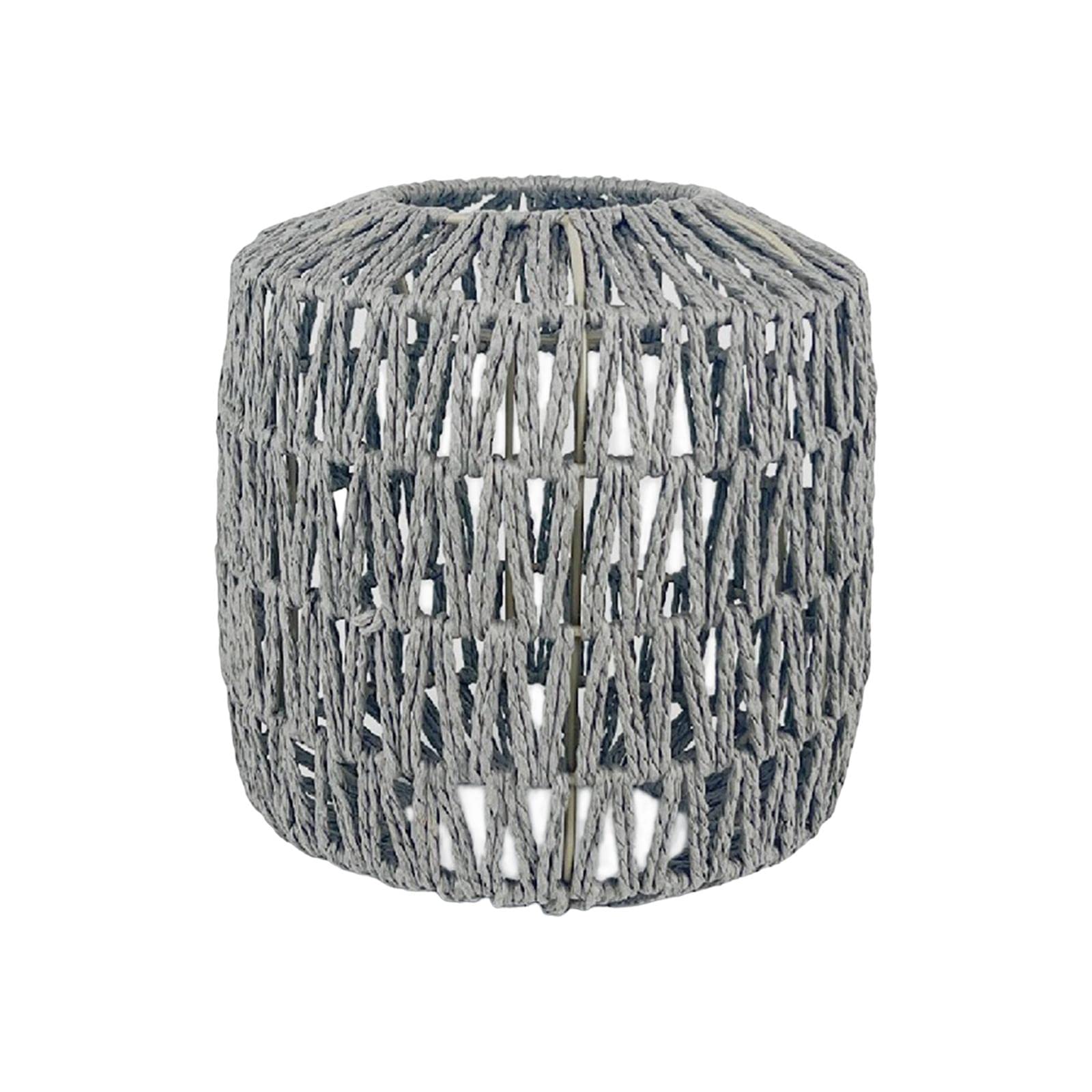 Lámpara Colgante Pantalla Tejida Boho Luz de Techo Pantalla Mimbre Cuerda Cubierta de de Ratán para Cocina Restaurante Dormitorio Sala, Cuadrado Redondo Gris, Individual