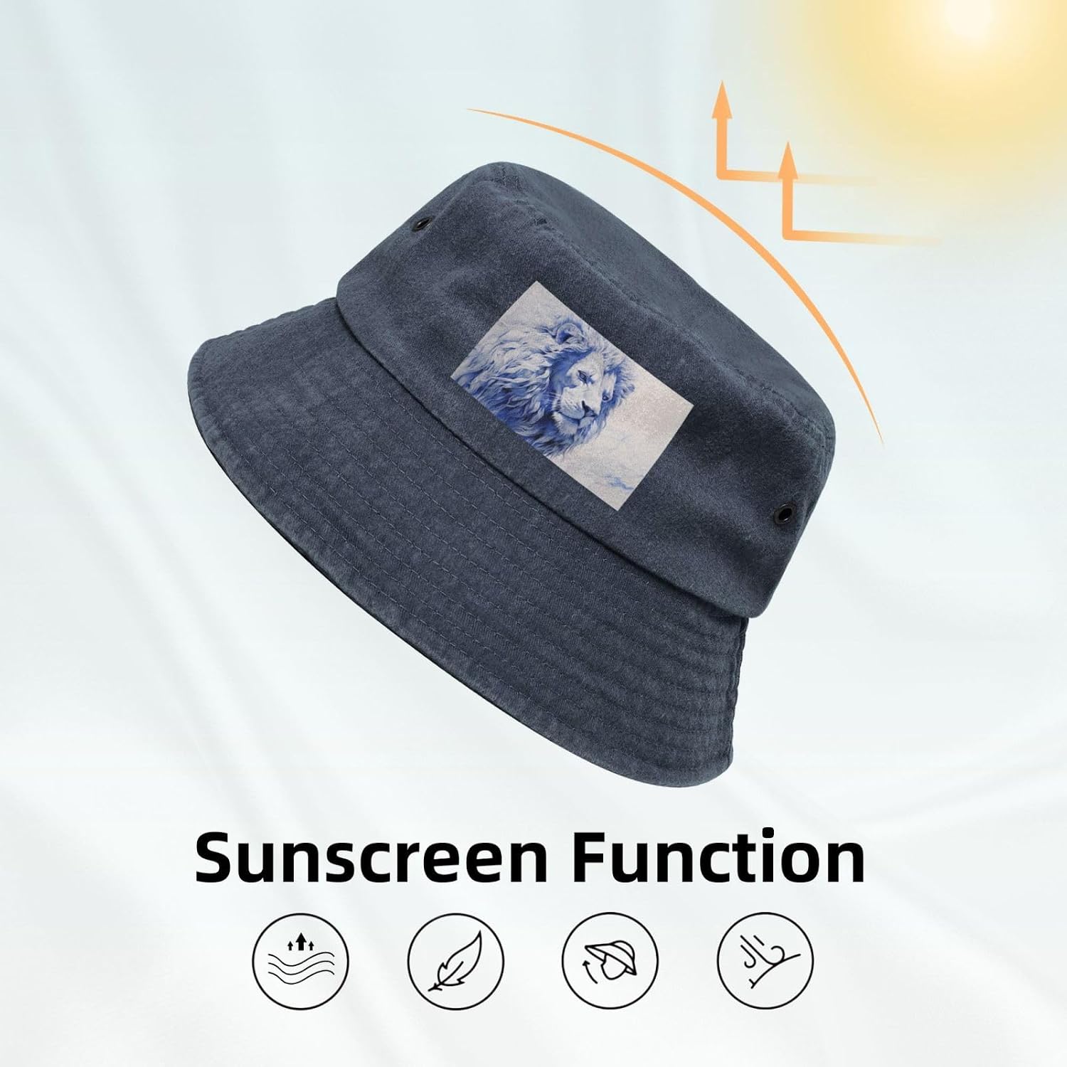 Gloomy Lion Printed Cowboy Fisherman hat, Suitable for Outdoor Fishing Beach Party Fisherman hat Hip-hop hat,