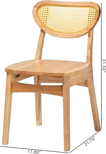 Miniatura 3 de Baxton Studio Nenet - Juego de 2 sillas de comedor, color marrón roble/marrón claro