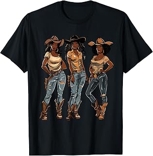 Black African American Cowgirl Western Country Texas Rodeo T-Shirt