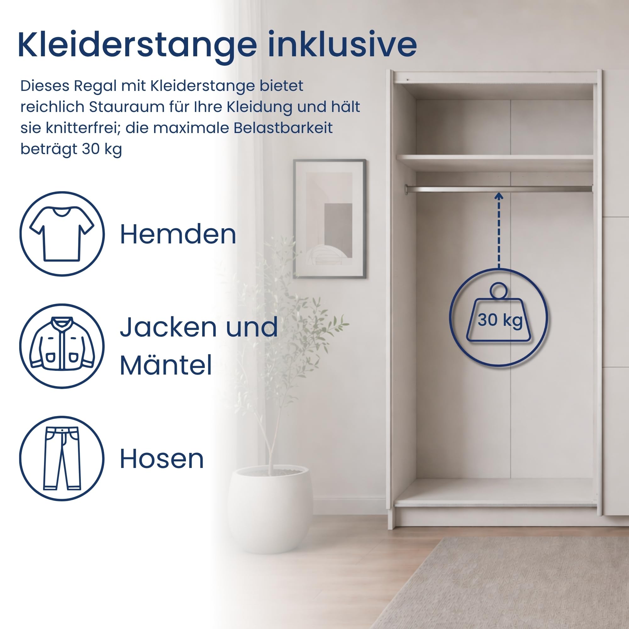 Home Collective Schwebetürenschrank Kleiderschrank Schrank mit Spiegel und Schiebetüren | viel Stauraum mit 5 Einlegeböden & Kleiderstange | modern Schlafzimmer Jugendzimmer Möbel | weiß