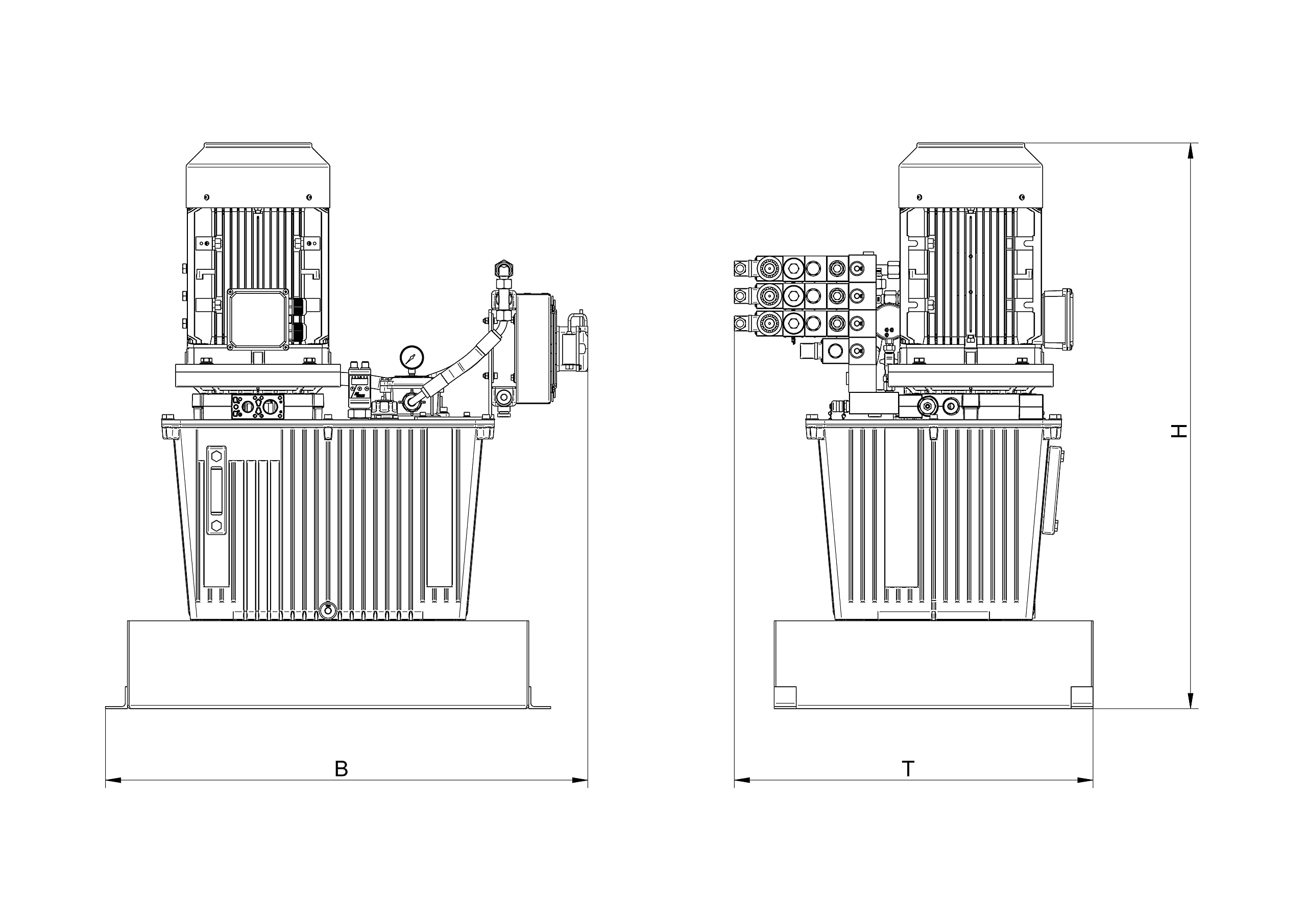Hydraulikaggregat 4kW/400V 44Ltr Tank 11,6l/min Zahnradpumpe Ölauffangwanne