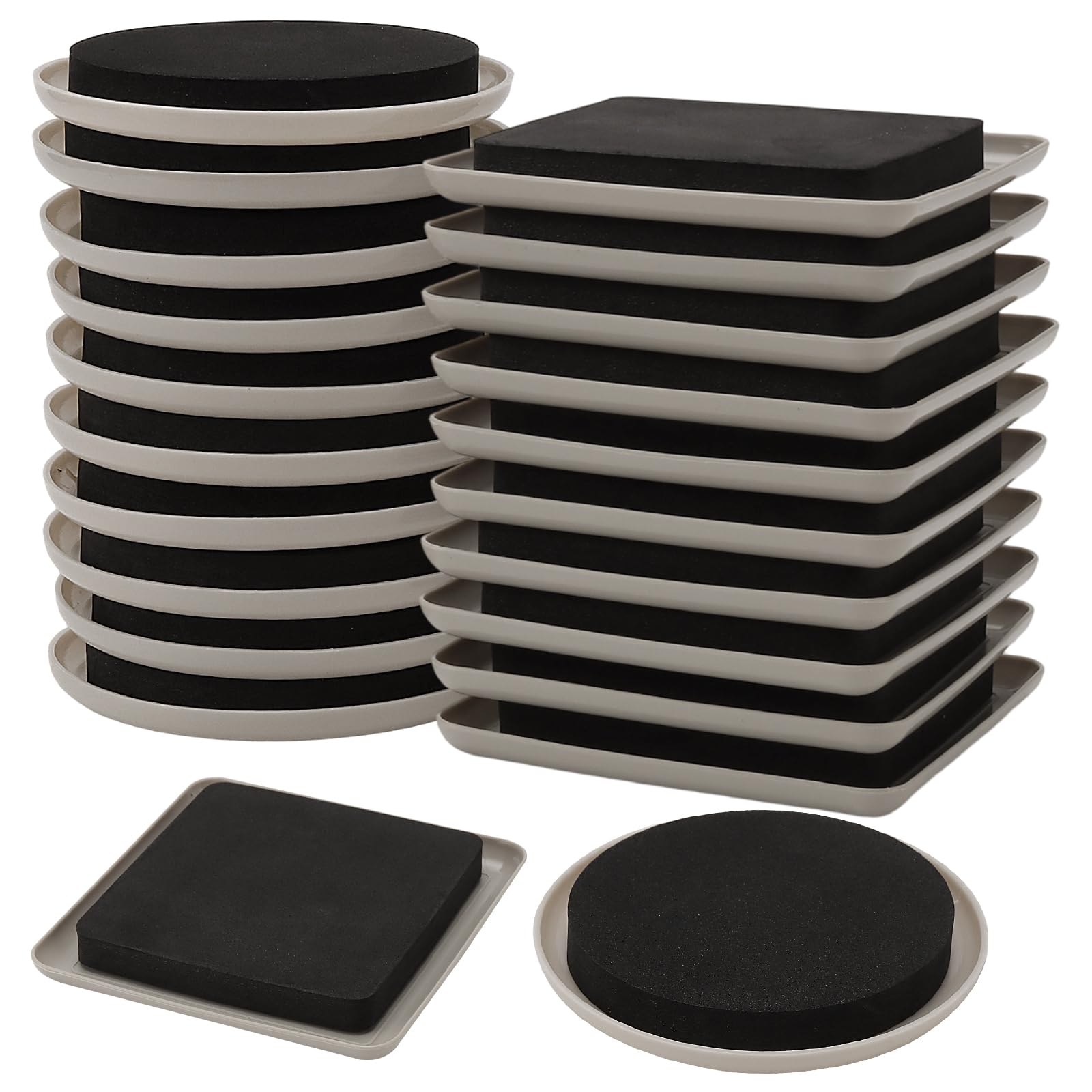 MUKSUET 20 Pieces Furniture Sliders, 3.5 Inch Square and Round Furniture Glides Slider Furniture Moving Pads, Furniture Sliders for Wooden Hard Floor, Carpet