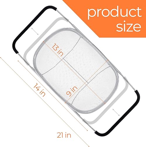 Miniatura 2 de Sheffsky Colador expandible sobre el fregadero, colador ovalado de acero inoxidable de malla fina de 6 cuartos de galón sobre el fregadero con asas