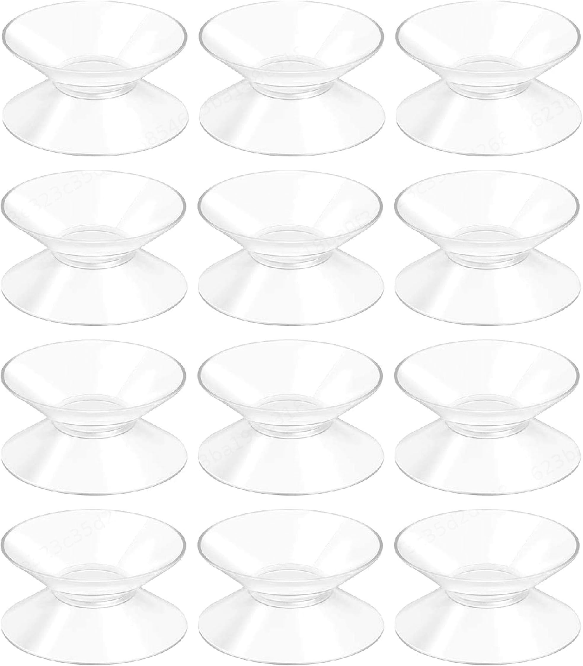 Fiween 10 x 20 mm Plastic Double-Sided Suction Cup Pad Without Hook Pack of 12