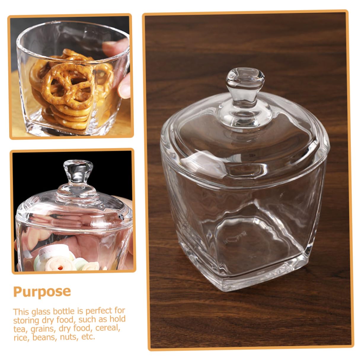 SECFOU Glas Snackbehälter Mit Deckel 260 Ml Klarglas Vorratsglas Luftdicht Teedose Süßigkeitendose