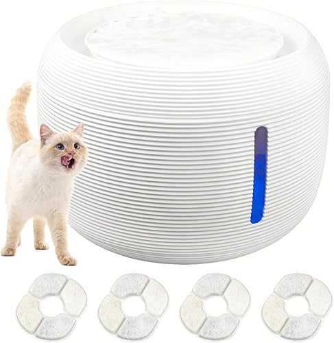 Fuente de agua para mascotas, fuente de agua para gatosperros con gran capacidad de 2.5 litros, dispensador de agua para mascotas, color blanco