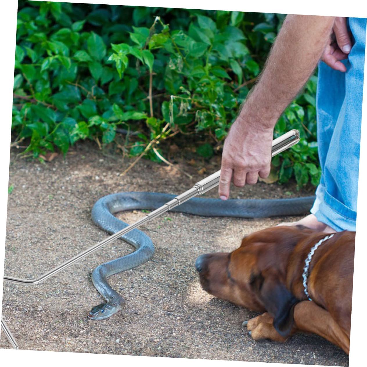 Stainless Steel Snake Hook Retractable Reptile Handling Tool for and Management of Snakes and Wildlife