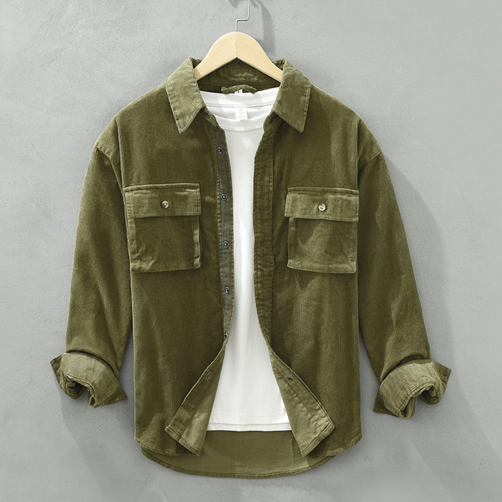 Camicia Uomo Cotone Manica Lunga-Camicia Maniche Corte Uomo-Camicia da Uomo Cargo Primavera E Inverno da Uomo Cappotto da Uomo Tascabile Casual Allentato Etnico