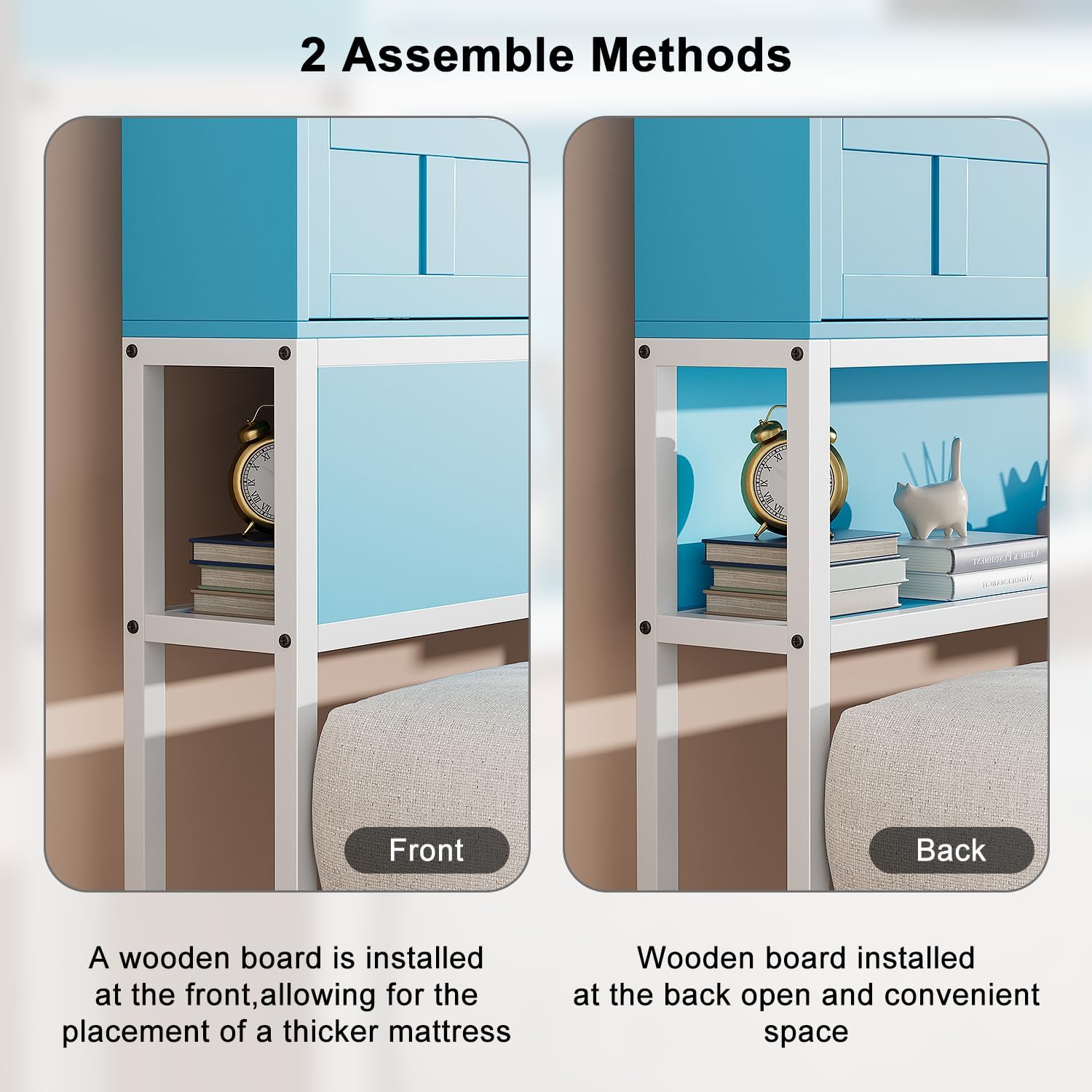 Twin Size Bed Frame, Storage Headboard with Drawers, 3-in-1 Charging Hub & Nightstand, Strong Metal Slats, No Box Spring Required, No Box Springs Needed - Good Night's Sleep (Blue)