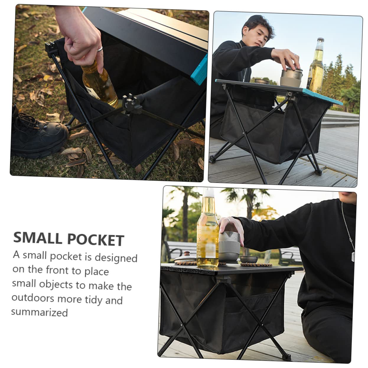 VICASKY Tavolo Pieghevole Portaoggetti Tavolo Picnic Portatile Per Barbecue e Spiaggia Accessori Per Esterni Per Picnic e