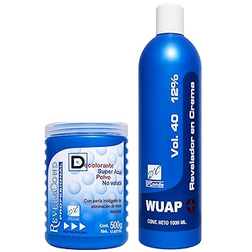 DConde Revelacond Professional Hair Bleach Powder And 40 Volume Developer Kit, Super Azul Bleaching Powder For Hair With Cream Peroxide For Clean Blonde Salon Lightening