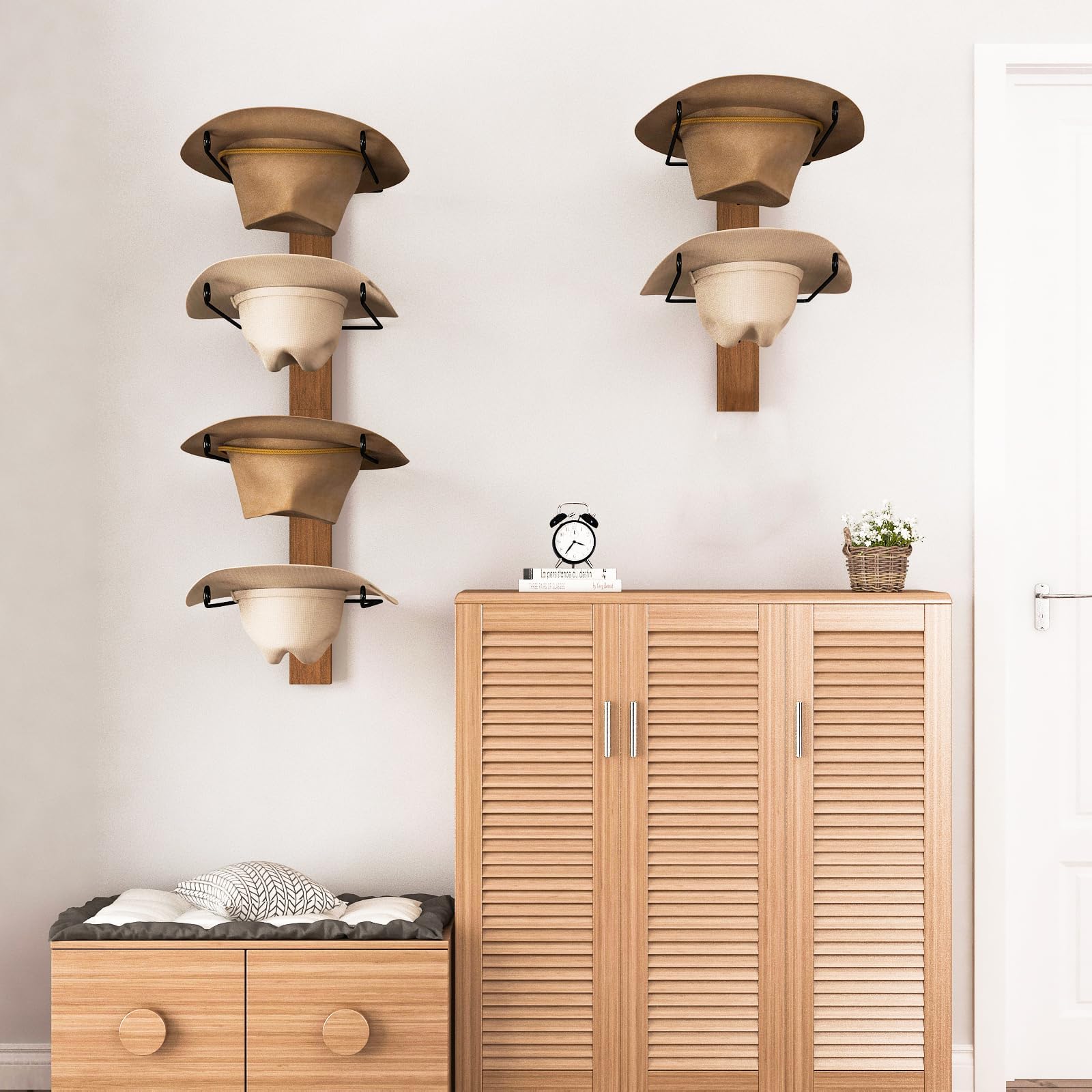 Cowboy-Hutständer Aus Holz - 2 Stück Wandhalter Für Westernhüte