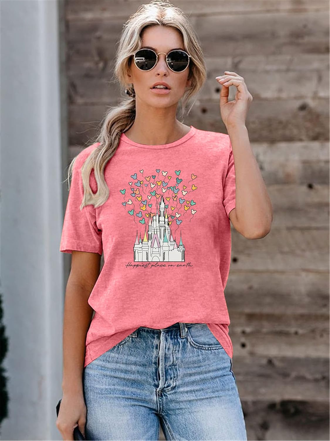 Magical Castle Shirts Women Magic Kingdom T Shirt Castle Flower Graphic Short Sleeve Tops Holiday Tee - Image 3