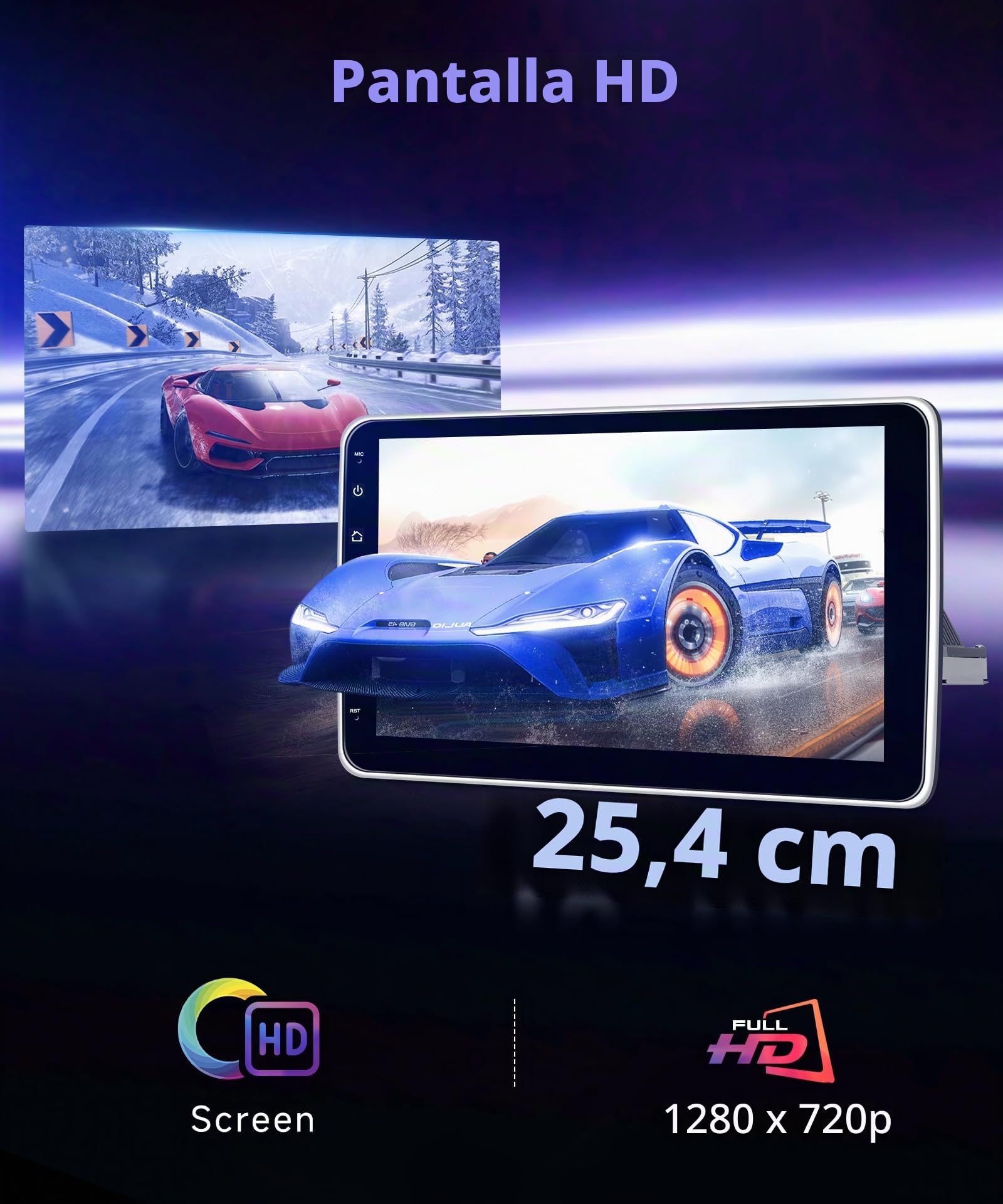 VECHTEL 4G+64G Android 15 Radio Coche Bluetooth con Carplay Android Auto Inalámbrico, Autoradio 1 DIN con Pantalla Táctil Giratoria de 10'' HD con Bluetooth FM RDS GPS Wi-Fi Enlace Espejo USB Cámara