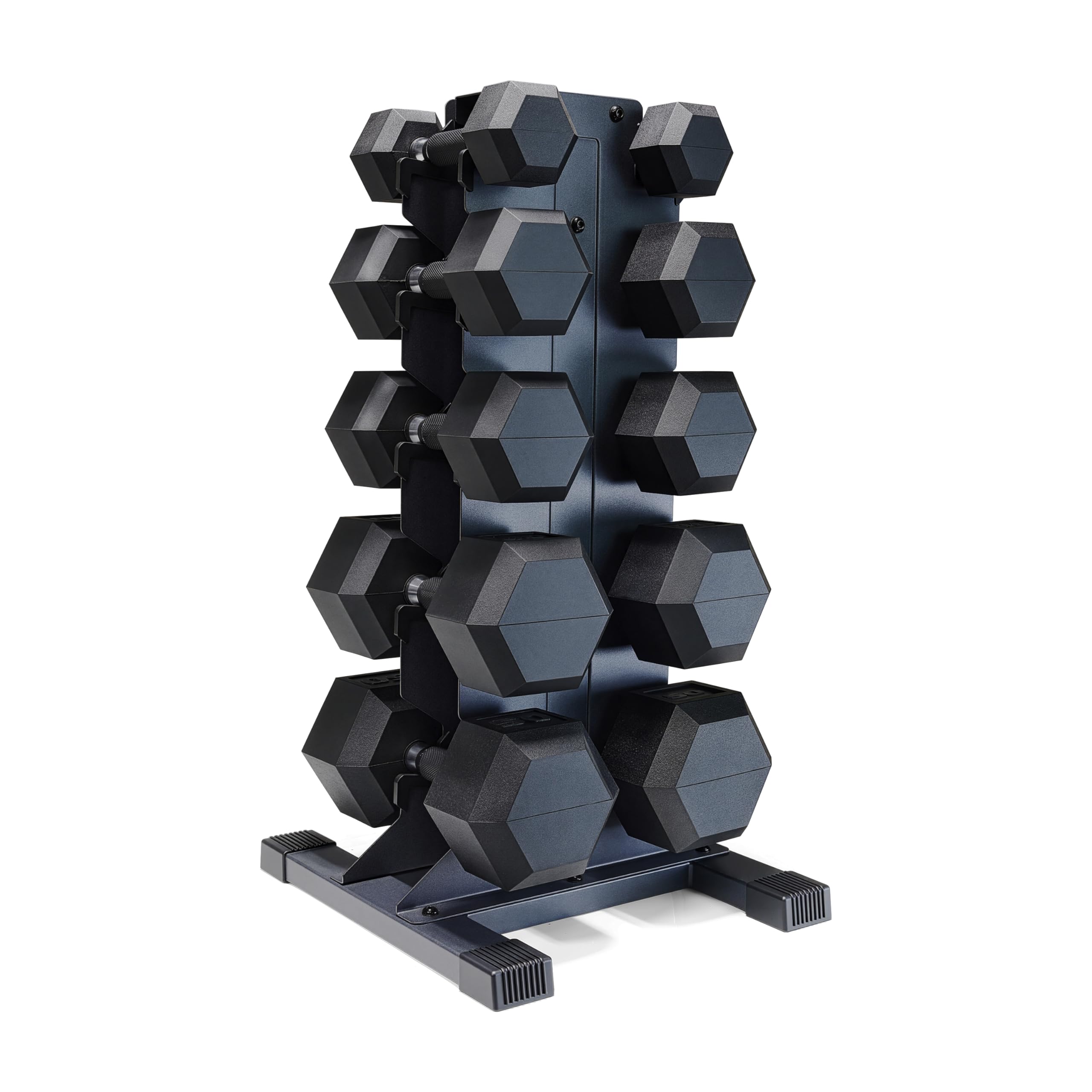 CAP Dumbbell Set with Rack, Rubber Coated Hex Free Weight Set | 100–300 lb Options, Vertical Space-Saving Storage for Home Gym Strength Training