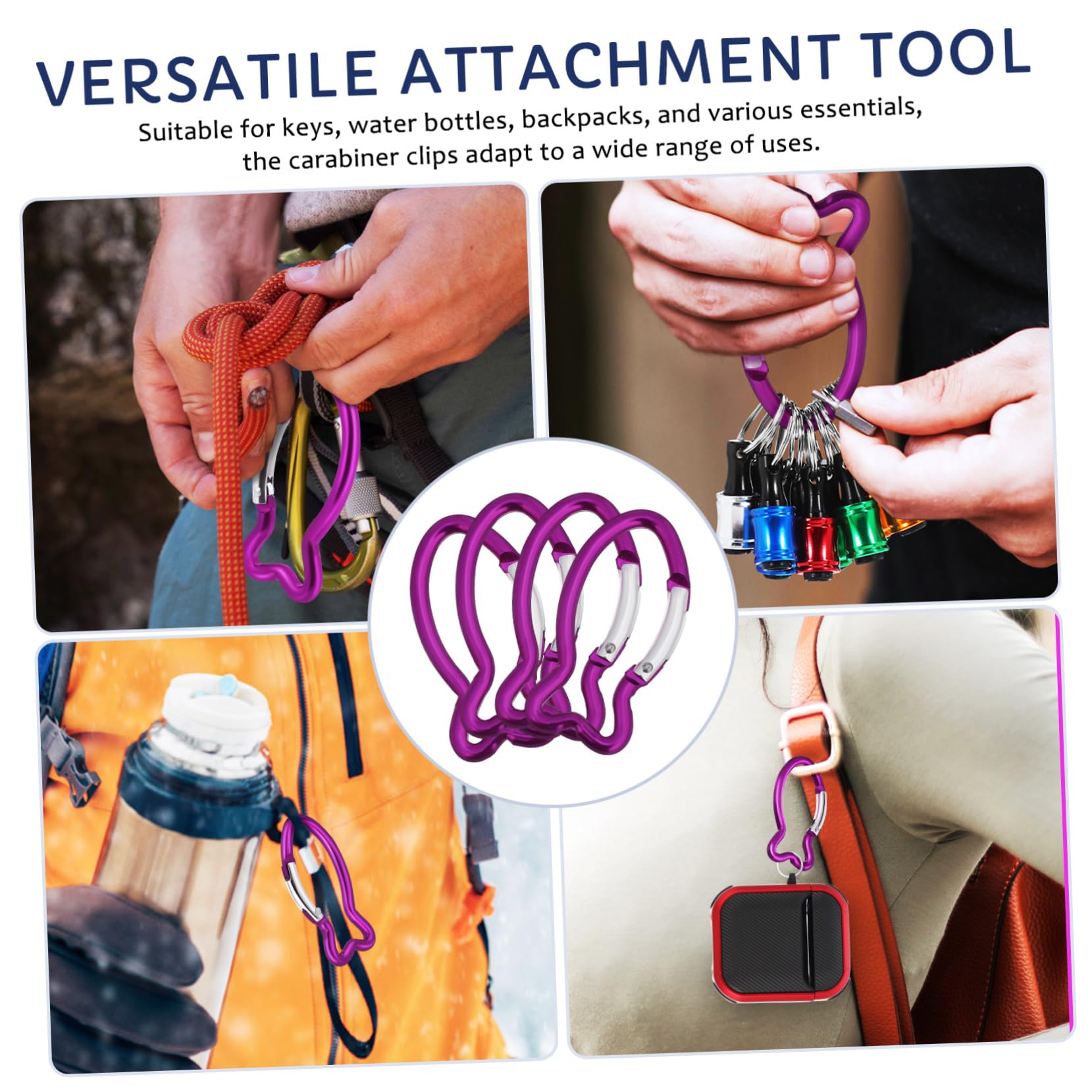 Abaodam Mousquetons Porte-clés en Aluminium Forme Poisson 10 Pièces Violet Clip à Ressort Léger Robuste pour Sports et Activités de Plein Air et Randonnée
