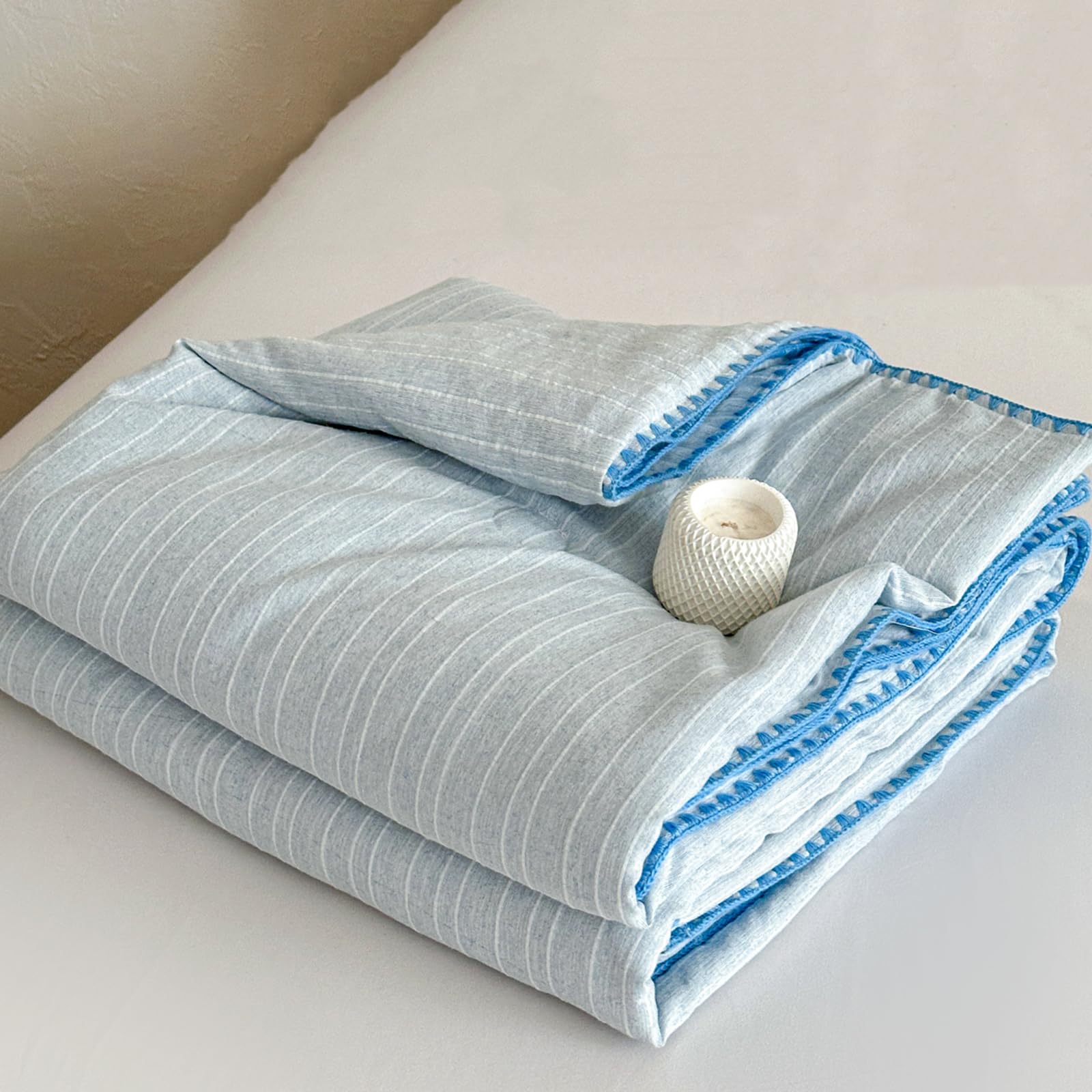 Edredón de verano azul 200x230cm de algodón transpirable para cama matrimonial