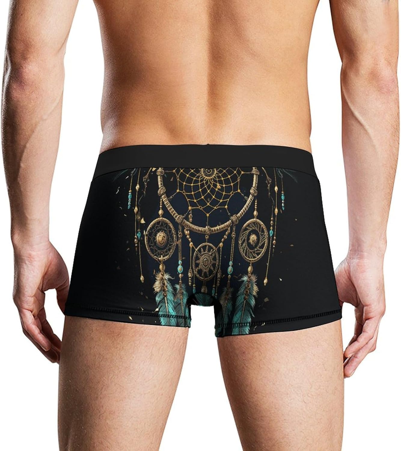 Dark Dream Catcher Mens Boxer Briefs Short Breathable Underwear Trunks Soft Moisture-Wicking Boxer Shorts Novelty Underpants 2XL White