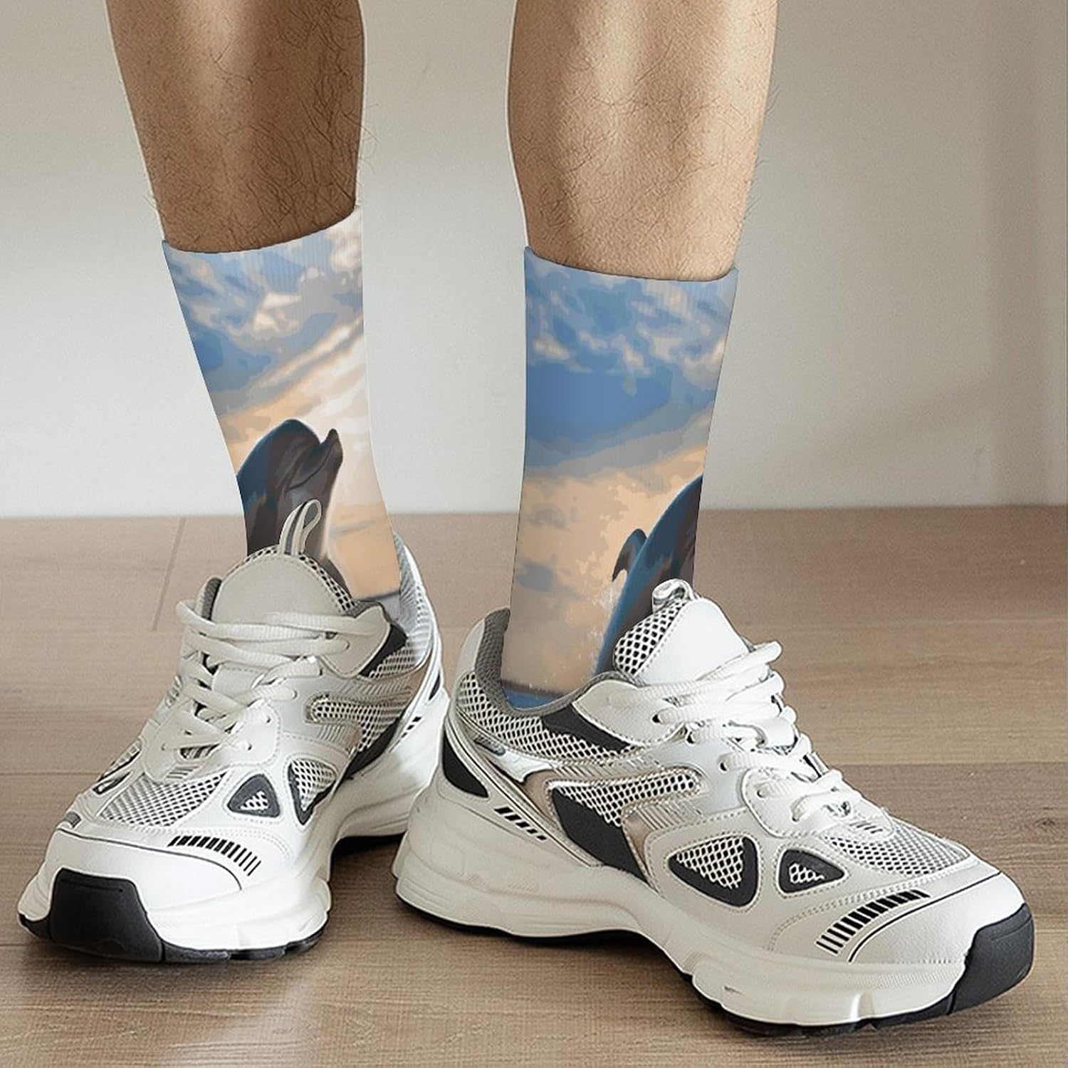 Funny Animal Dolphin Crew Sock High Stocking Grippy Socks | Socks for Men & Women,Stockings-Long Thin Tube Sports, Breathable Soft Athletic for Nurses,Travel
