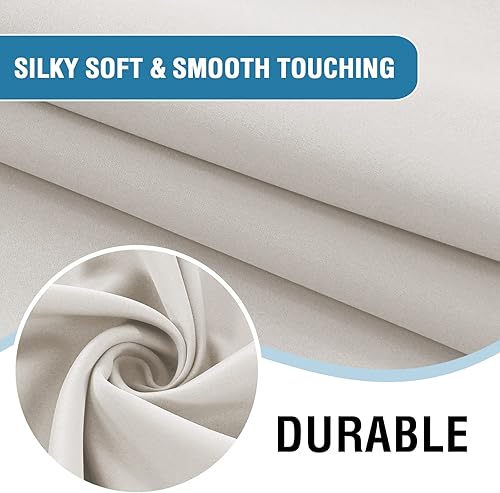 Miniatura 7 de H.VERSAILTEX Cortinas 100% opacas con amarre para dormitorio, cortinas con aislamiento térmico de 63 pulgadas de largo, con bolsillo para barra,