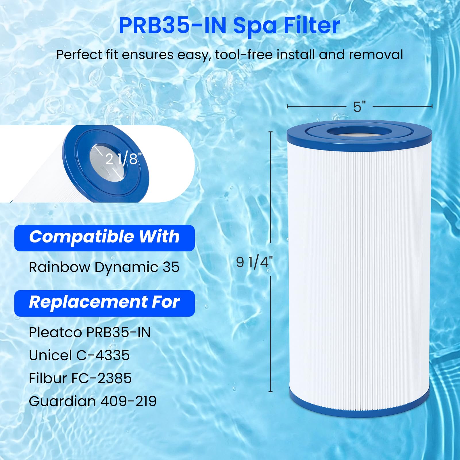 Future Way Filtr do spa basenowego kompatybilny z Pleatco PRB35-IN, Unicel C-4335, Guardian 409-219, 2 opakowania