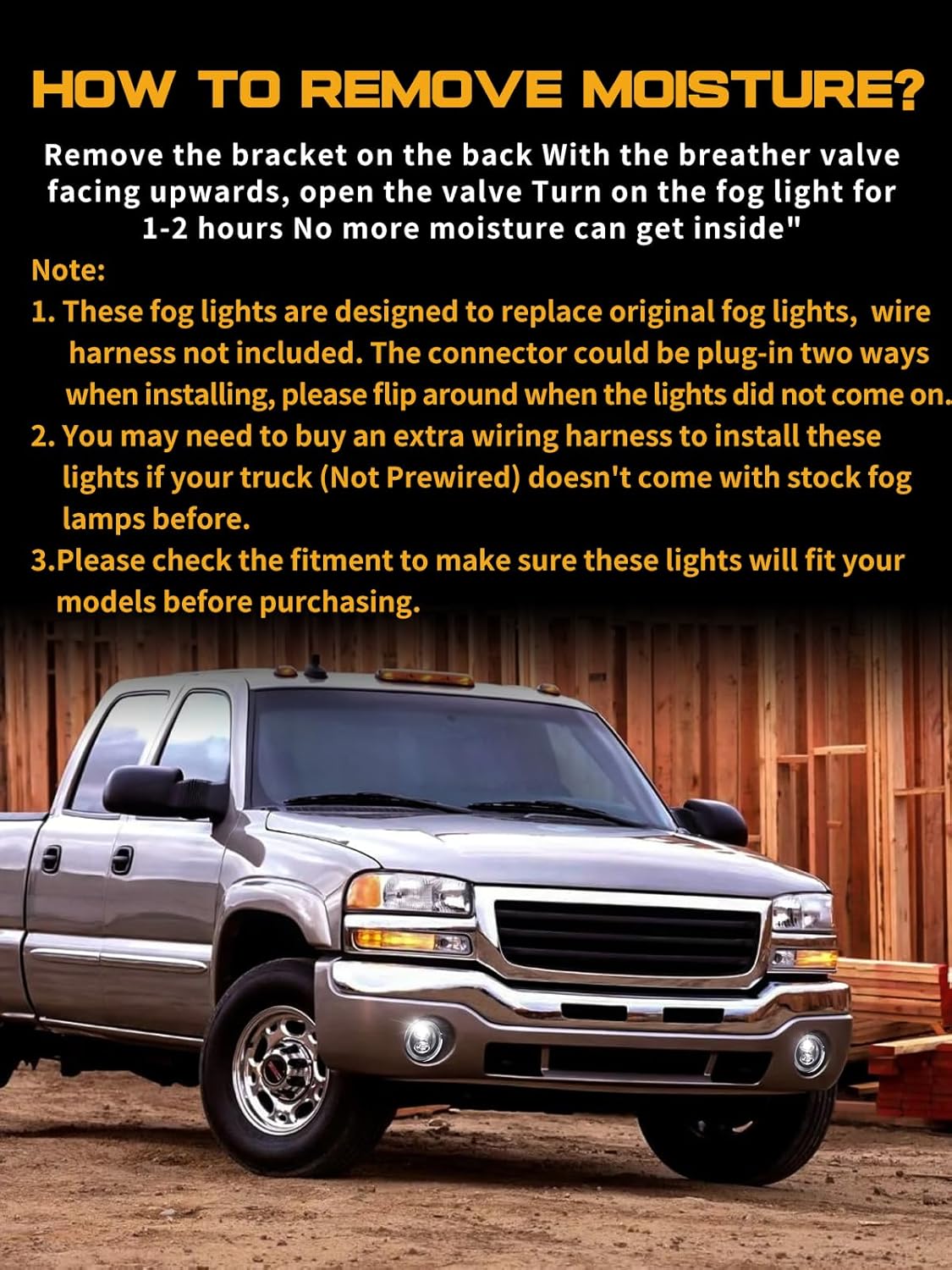 LED Fog Lights Compatible with 2003-2006 GMC Sierra 1500/ 1500HD/ 2500/ 2500HD/ 3500, 2007 GMC Sierra Classic, IP67 Waterproof LED Fog Light Replacement Bumper Fog Lamps Set - Pair