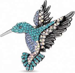 Bird Hummingbird Brooch for Women, Elegant Vintage Crystal Lapel Pin Jewelry Multi Color Rhinestone Brooch, Clothing Accessories, Cute Colorful Alloy Bird Pin, for Jacket Bags Hats Craft