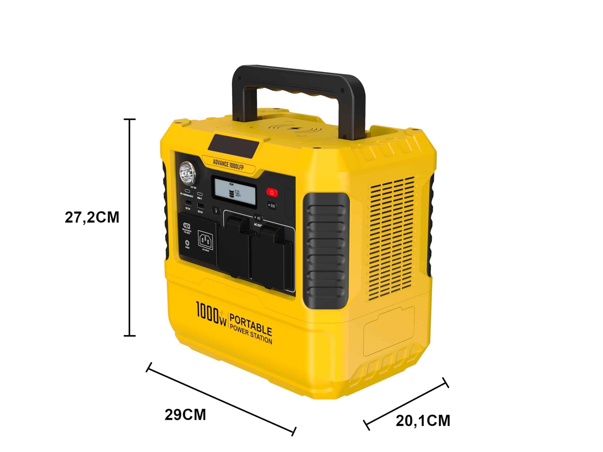 Togo POWER estación de energía portátil 1000W 1037Wh, generador solar con batería LiFePO4, pantalla LCD, 4 modos de carga y 8 salidas para camping y cortes eléctricos