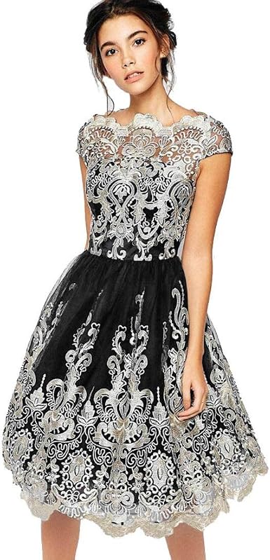 Amazon.com: napoo-women Clearance Mujer Red de hilo bordado encaje vestido  de baile fiesta de noche formal vestido de dama de honor de fiesta :  Electrónica