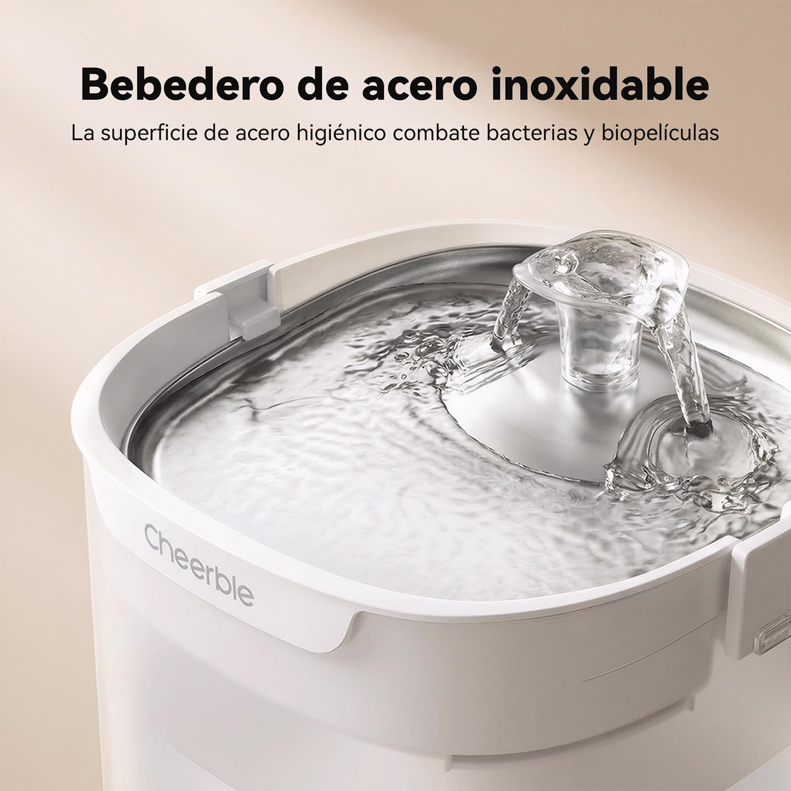 Cheerble E1S - Fuente para gatos (acero inoxidable, sin bomba, 23 dB, 2 L)