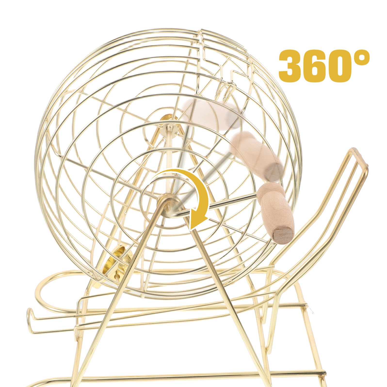 Jaula de Bingo de Hierro y Madera para Niños, Dorado