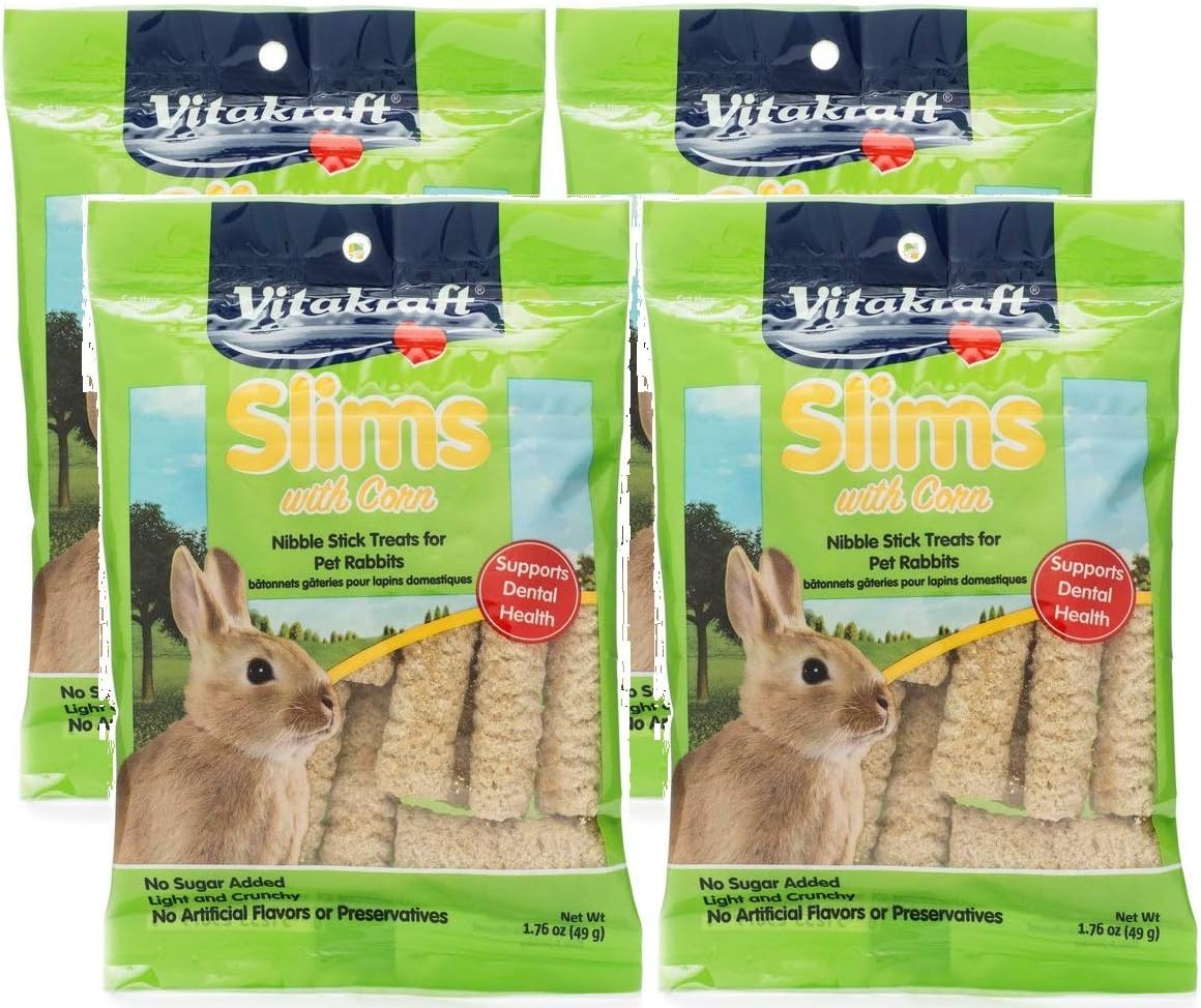 Vitakraft Slims with Corn Nibble Stick Treats for Pet Rabbits - 4 Pack